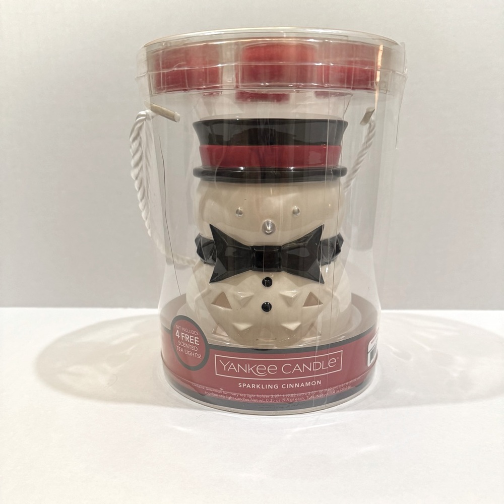 Yankee Candle Snowman Luminary Tealight Candle Holder 5-piece Set Cinnamon Scent